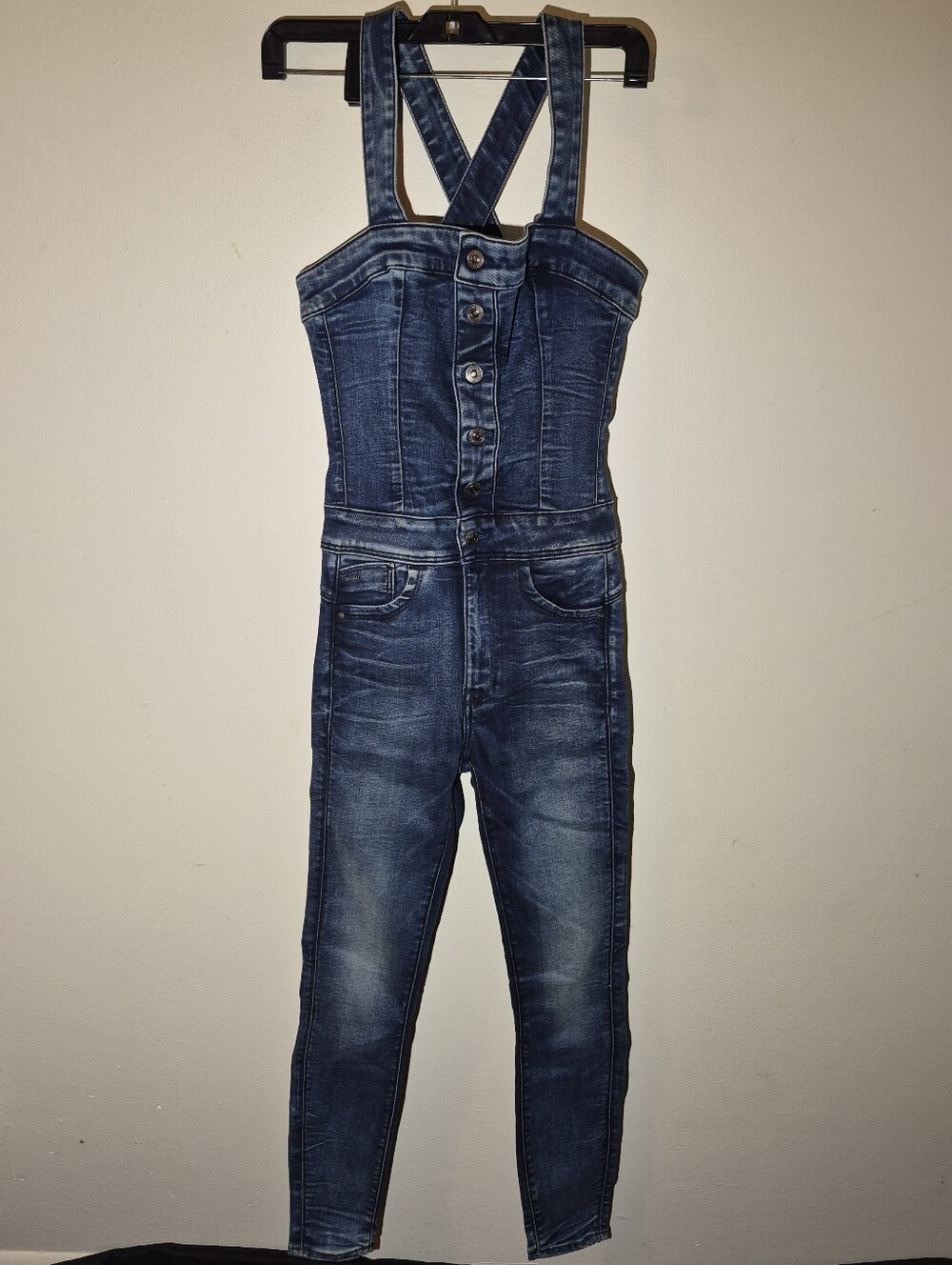 Xs)G Star Raw "Lynn" Pinafore Denim Jump Suit Overalls